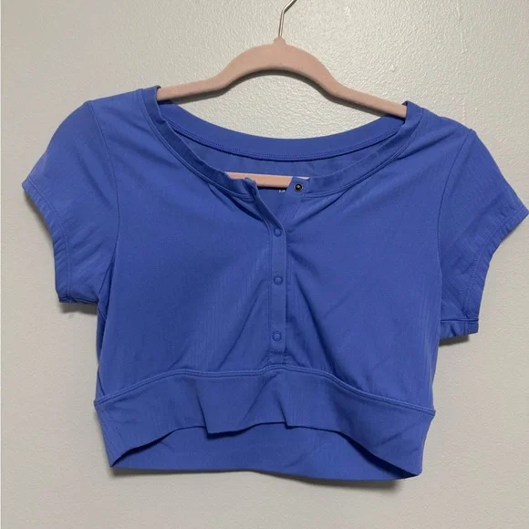 OFFLINE By Aerie Real Me Henley Crop Tee In Baja Blue - Picture 5 of 11